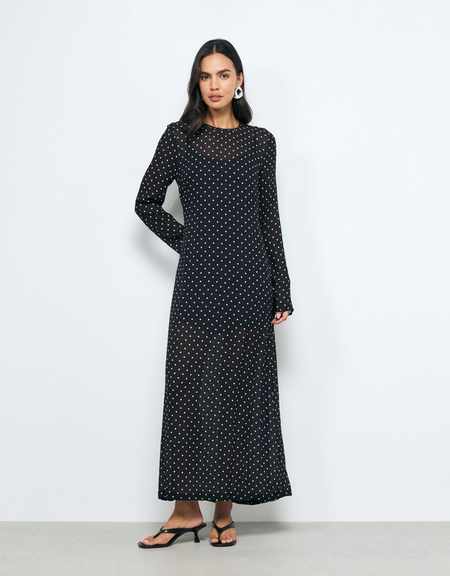 AERE - Cora Polka Dot Long Sleeve Dress