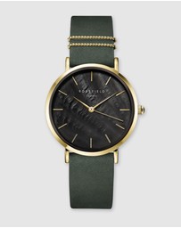 Rosefield - The West Village - Black Dial With Green Band