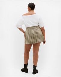 City Chic - Plus size Preppy Check Mini Skort - butter