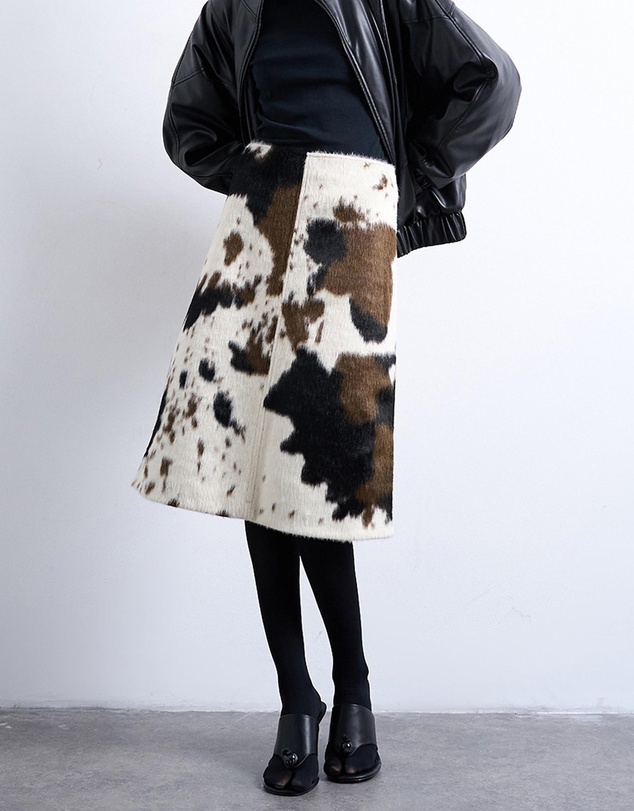 TOPSHOP - Fax Fur Pony Skin A-Line Midi Skirt