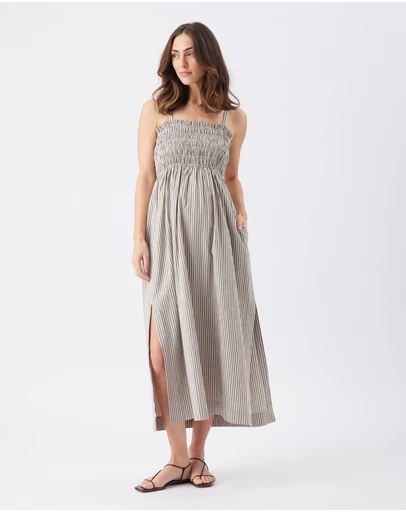 Ripe Maternity - Leo Stripe Shirred Dress