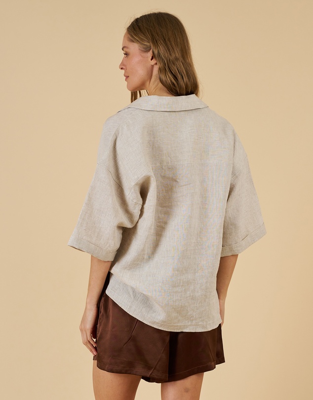 CAMIXA - Elba Linen V-Neck Top