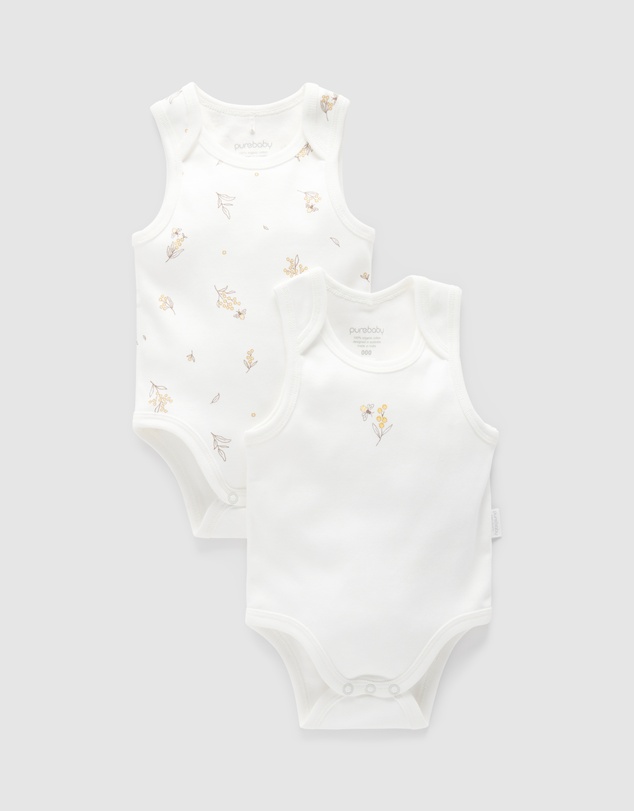 Purebaby - 2 Pack Singlet Bodysuit-Babies