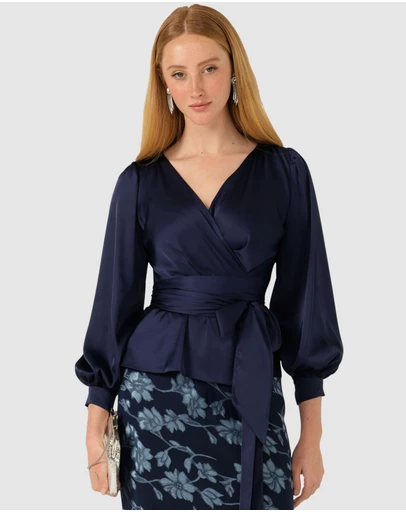 SACHA DRAKE - Satin Faux Wrap Top