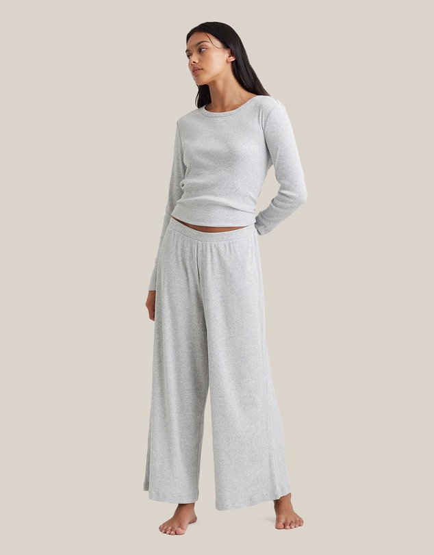 Papinelle - Soft Baby Rib Full Length Wide Leg Pant