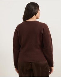 Atmos&Here Curvy - Rue Button Up Split Hem Knit Cardigan