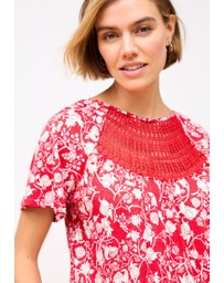 NEXT - Short Sleeve Crochet Bubblehem Top