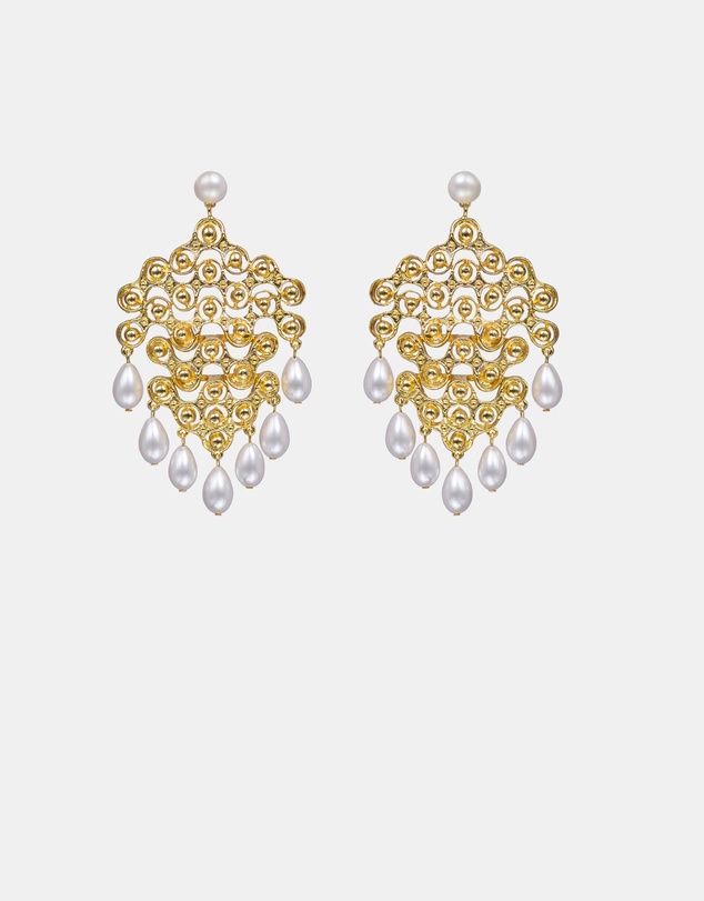 Kitte - Chateau Earrings - Gold/Pearl