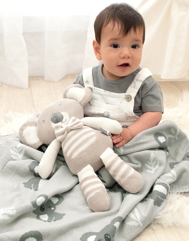 Living Textiles - Australiana Jacquard Blanket - Koala/Grey