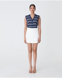 Forcast - Kaia Striped Collared Top