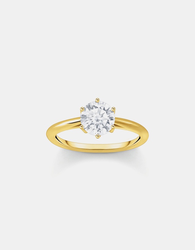THOMAS SABO - Ring with white zirconia in brilliant cut gold