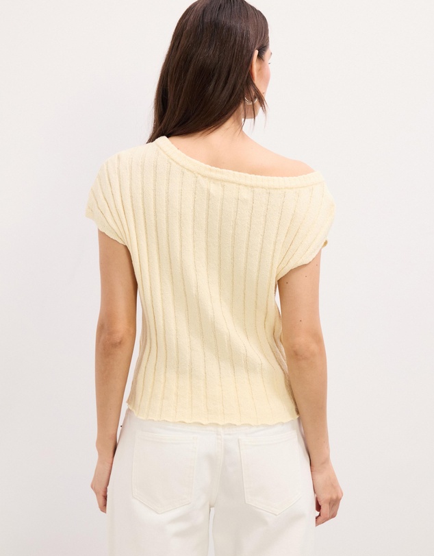 The Fated - Herdina Asymmetric Rib Knit Top