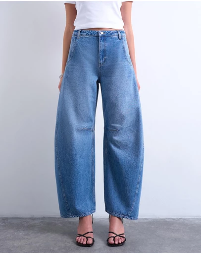 TOPSHOP - Horseshoe Mid Rise Barrel Leg Jeans