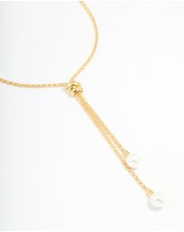 Lovisa - Gold Plated Pearl Lariat Adjustable Necklace