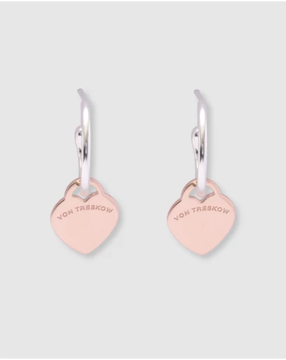 Von Treskow - Open hoop studs with VT flat heart