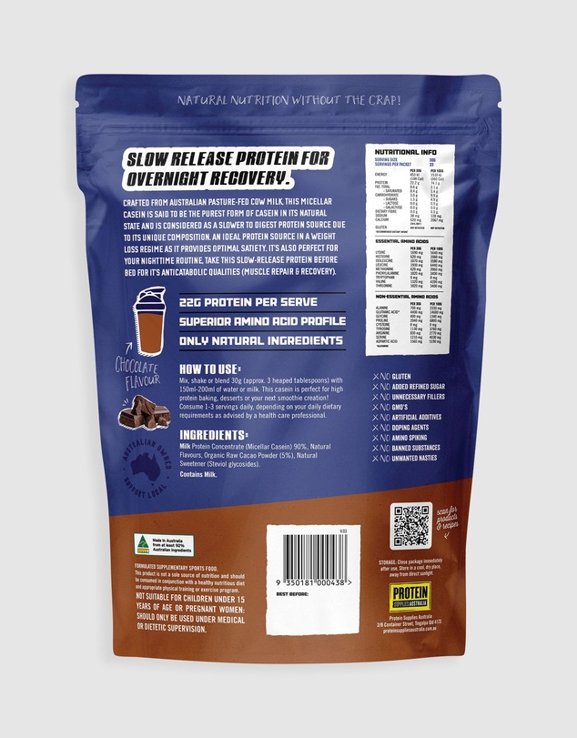Protein Supplies Australia - Chocolate Micellar Casein Protein - 1kg