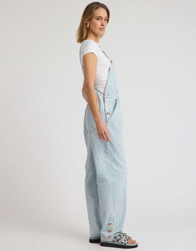 ONE TEASPOON - Painters Classic Long Length Denim Overalls - Summer Stripe