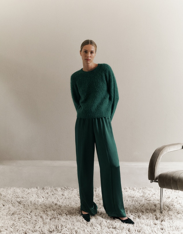 Trenery - Satin Pull On Pant in Forest