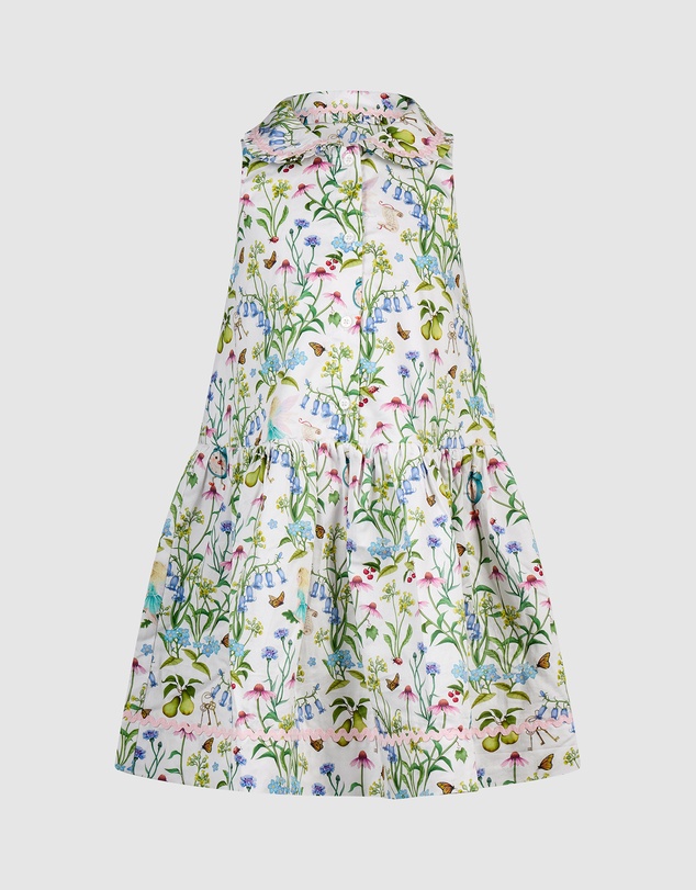 Fleur Harris - 'Silky's Floral' Winsome Dress in Snow 