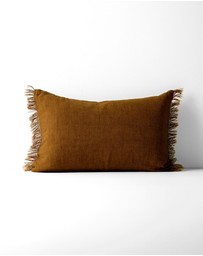 Aura Home - Vintage Linen Fringe Rectangle Cushion