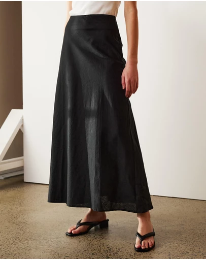 Atmos&Here - Celina Linen Blend Midi Skirt