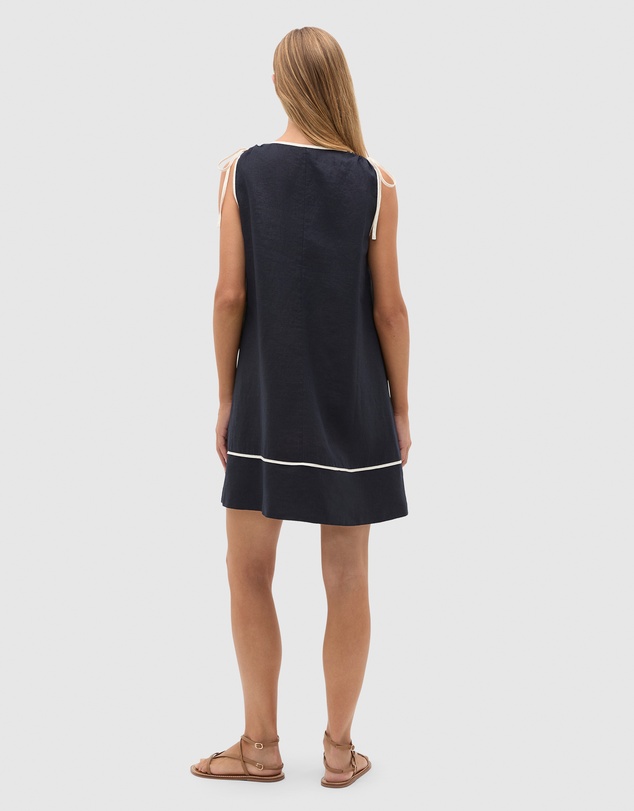 Seed Heritage - Linen Contrast Piping Mini Dress