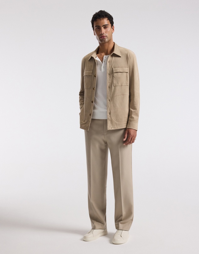 Calibre - Relaxed Suede Look Shirt Jacket Tan