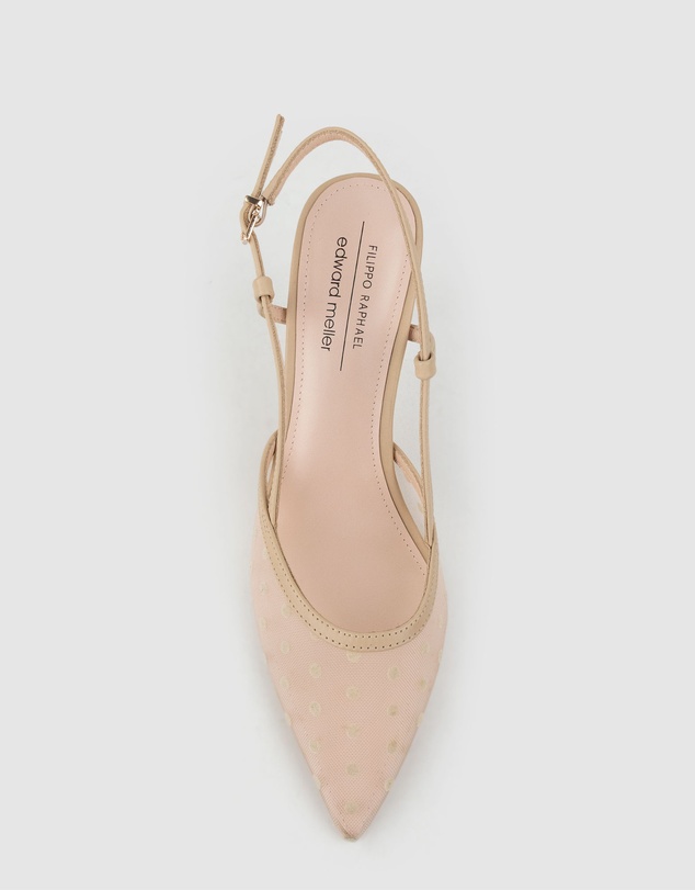 Edward Meller - ALECIA85 Dot Mesh Posted Slingback