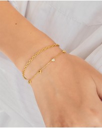 Ania Haie - Ania Haie Gold Pave Puffed Heart Station Bracelet
