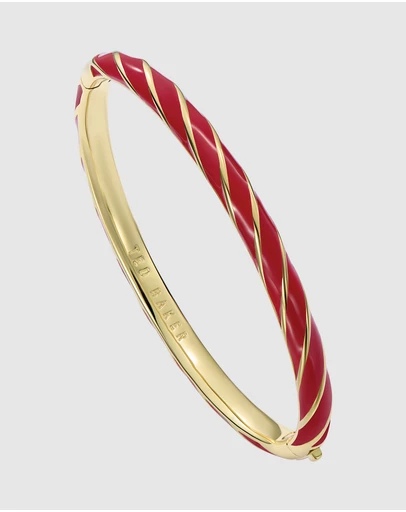 Ted Baker - TRINITY: Twist Enamel Hinged Bangle Bracelet