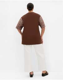 City Chic - Plus size Ink & Essence Oversized Cotton Tee - chocolate