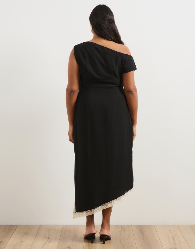 Atmos&Here Curvy - Alanna Asymmetric Midi Dress With Lace