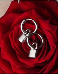 Najo - Love Lock Silver Huggie Earrings