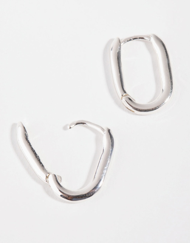 Lovisa - Sterling Silver Sleek Oval Huggie Earrings