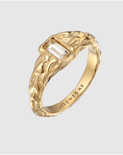Elli Jewelry - Topaz Signet Ring in Gold-Plated 925 Silver