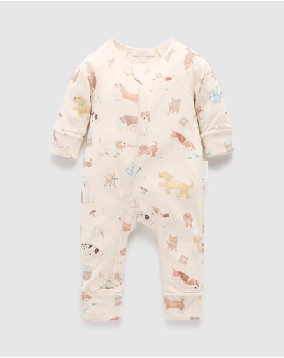 Purebaby - Printed Zip Growsuit-Kids-Babies