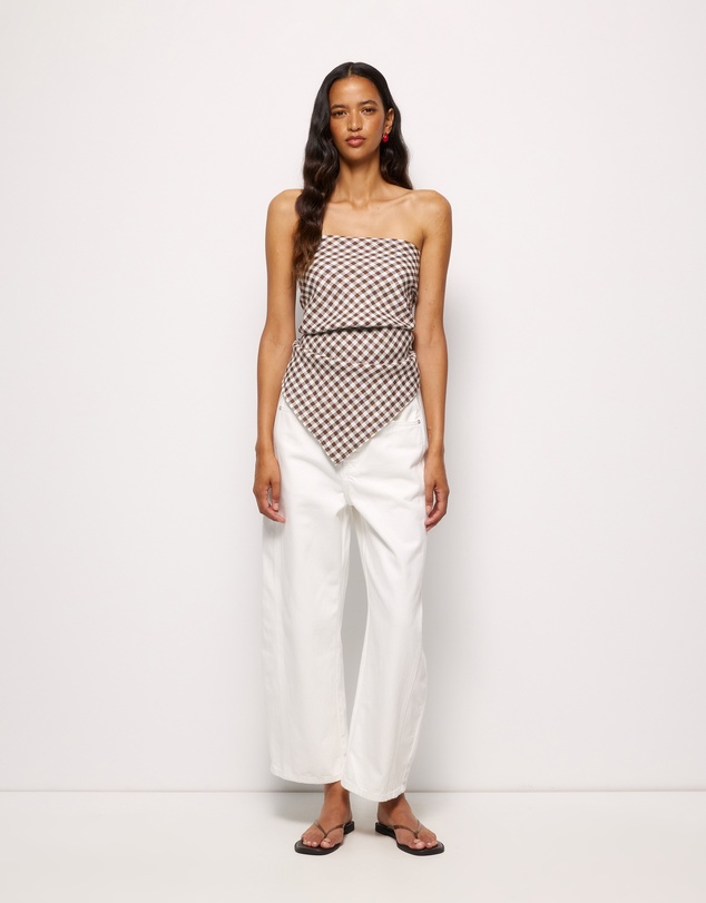AERE - Gingham Linen Scarf Top