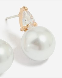 Lovisa - Gold Plated Mini Cubic Zirconia Pearl Drop Earrings