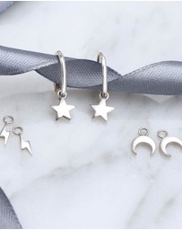 Elli Jewelry - Earrings Hoops Star Crescent Lightning Changeable Astro Design in 925 Sterling Silver