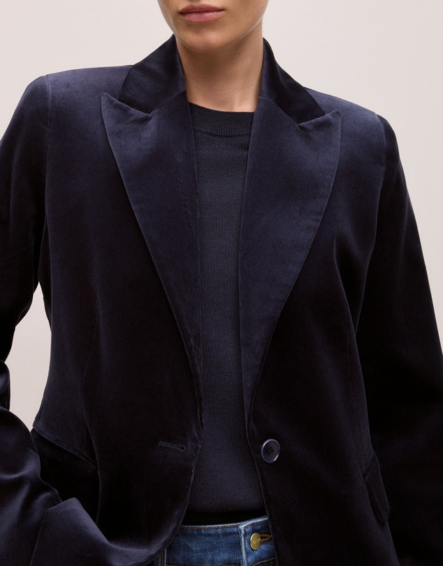Trenery - Velvet Blazer in Night Sky