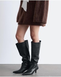 & Other Stories - Kitten Heel Leather Knee Boots