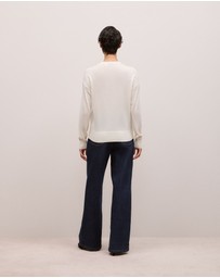 Trenery - Merino Cashmere Forward Shoulder Seam Crew in Ivory