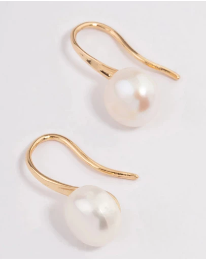 Lovisa - Gold Plated Freshwater Pearl Small Hook Drop Earrings
