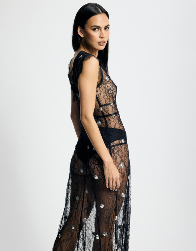 Lover - Zinnia Sheer Polka Lace Maxi Dress