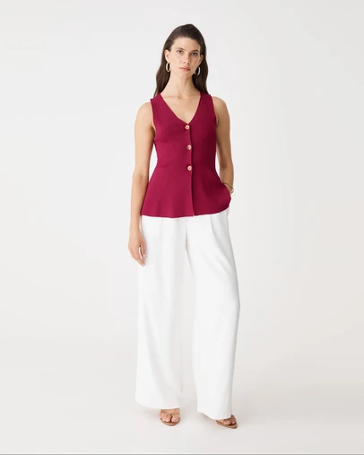 Forcast - Valerie Button Peplum Knit Top