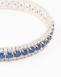 Lovisa - Silver & Blue Round Encased Cubic Zirconia Wrist Cuff