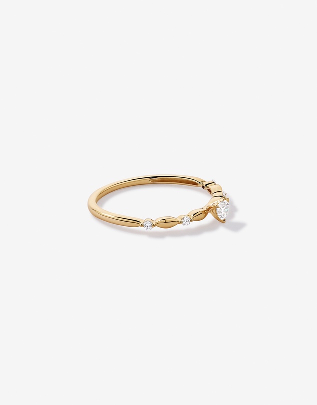 Michael Hill - 0.15TW Heart and Round Brilliant Laboratory-Grown Diamond Promise Ring in 10kt Yellow Gold