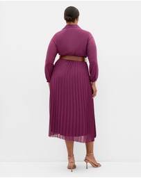 City Chic - Plus size Honey Lane Pleat Midi Dress - jam