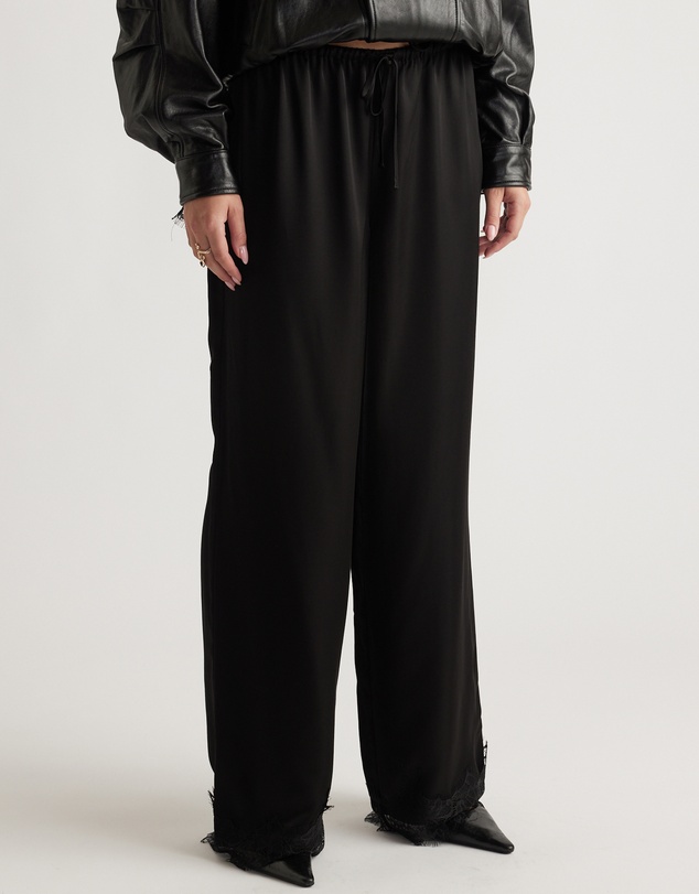 Decjuba - Laine Satin Lace Trim Pants