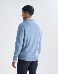 3 Wise Men - 3 Wise Men Harvey Zip Neck Merino Knit - Steel